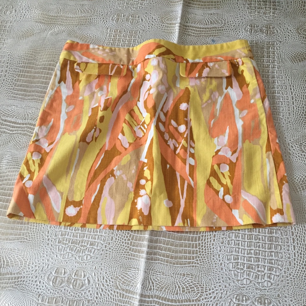 J.crew Geometric Yellow Orange & Brown Skirt